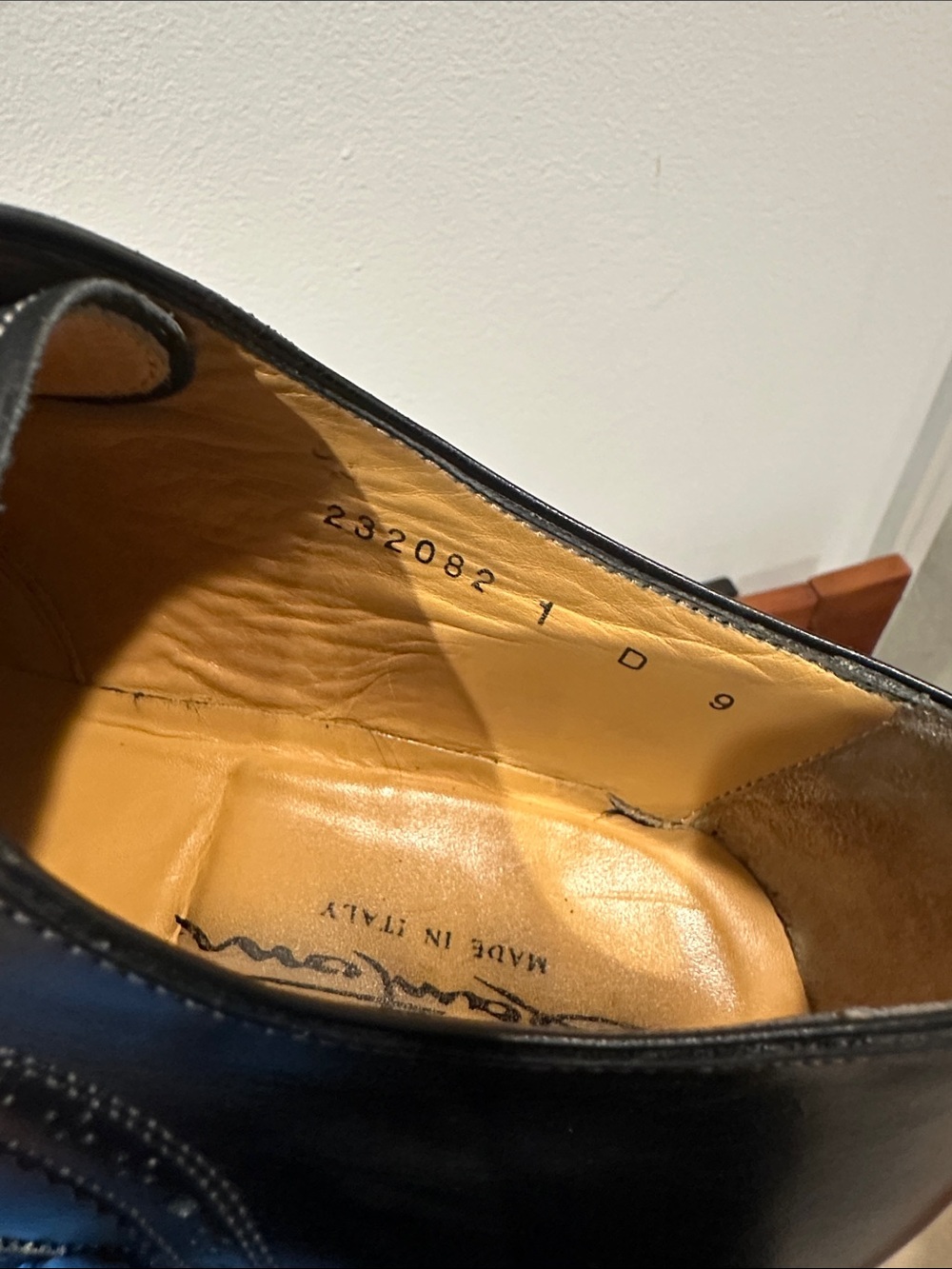 Santoni dress shoes feature a distinct toe medallion. - Picture 14 of 14